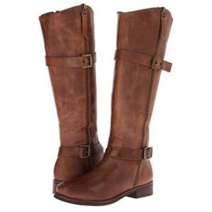 MATISSE Anthropologie 6.5 WIDE CALF Leather Militia Tall Riding Boot Distressed